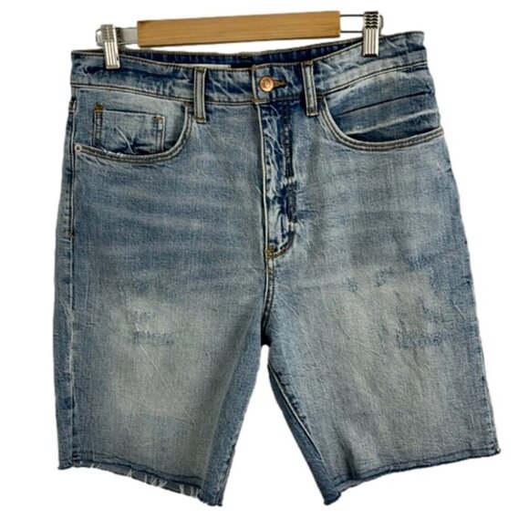 Anthropologie Pilcro Bermuda-Length Distressed Jean Shorts - Picture 1 of 8